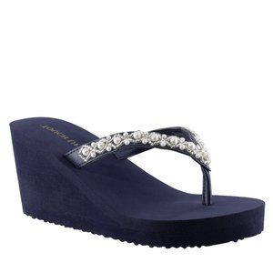 Touch Ups Shelly Navy Thong Wedge